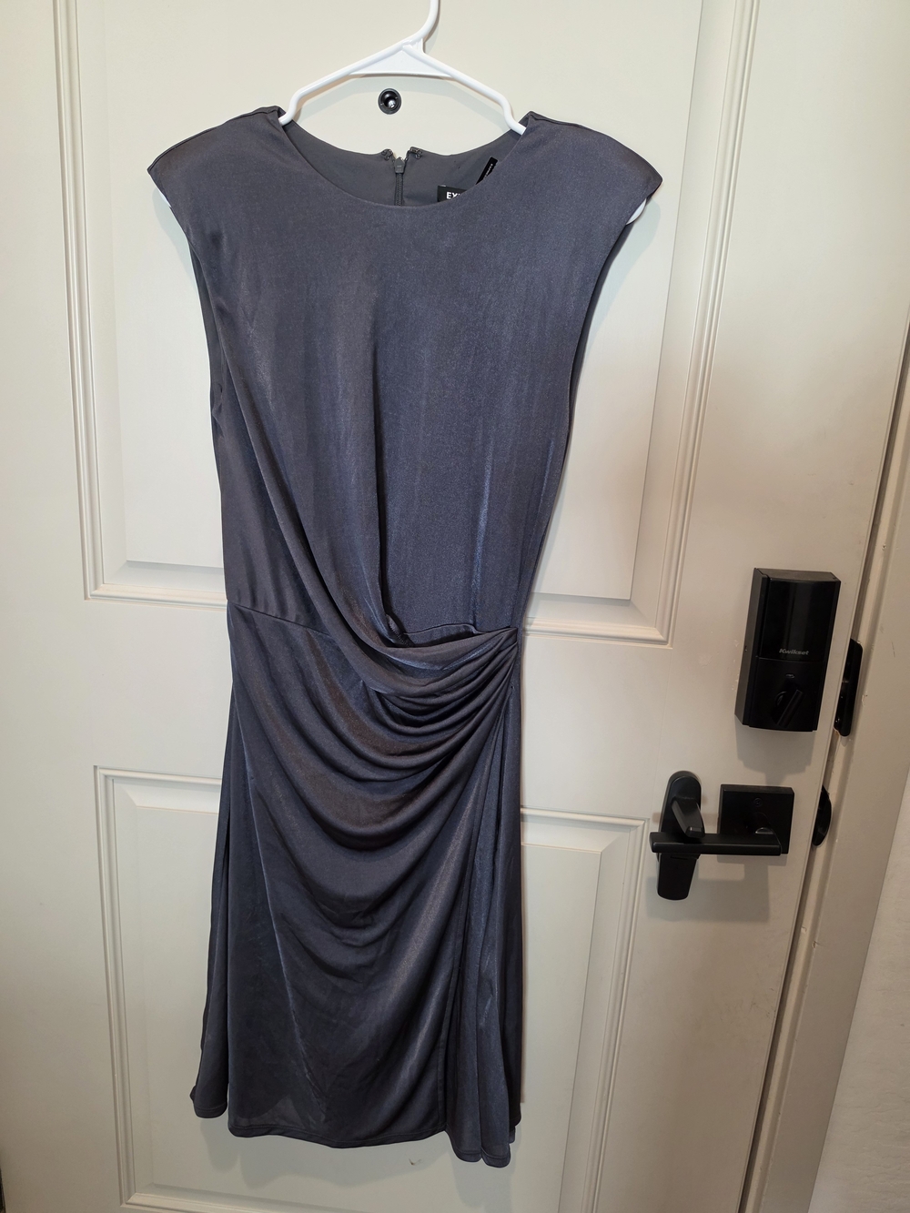 Express Slate Gray Draped Midi Dress